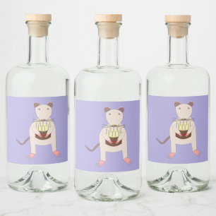 Siamese Rat mit Birthday Cake Alkoholflaschenetikett