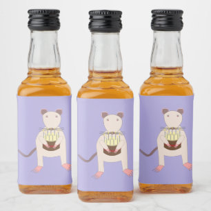 Siamese Rat mit Birthday Cake Alkoholflaschenetikett