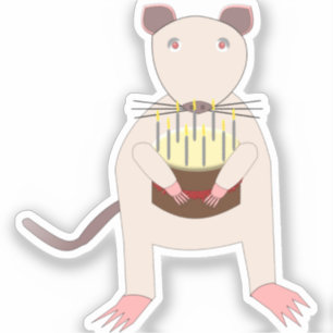 Siamese Rat mit Birthday Cake Aufkleber