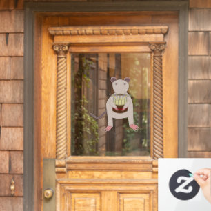 Siamese Rat mit Birthday Cake Fensteraufkleber