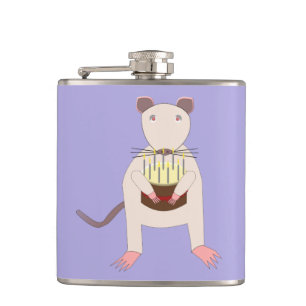 Siamese Rat mit Birthday Cake Flachmann