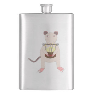 Siamese Rat mit Birthday Cake Flachmann