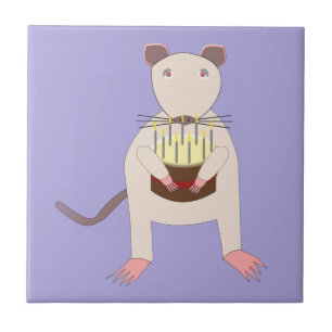 Siamese Rat mit Birthday Cake Fliese