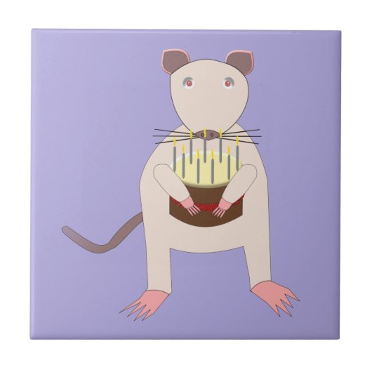 Siamese Rat mit Birthday Cake Fliese (Vorderseite)