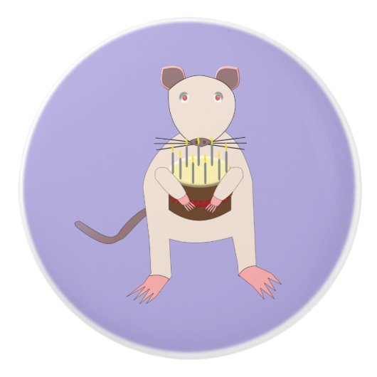 Siamese Rat mit Birthday Cake Keramikknauf (Vorderseite)