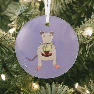Siamese Rat mit Birthday Cake Ornament Aus Glas