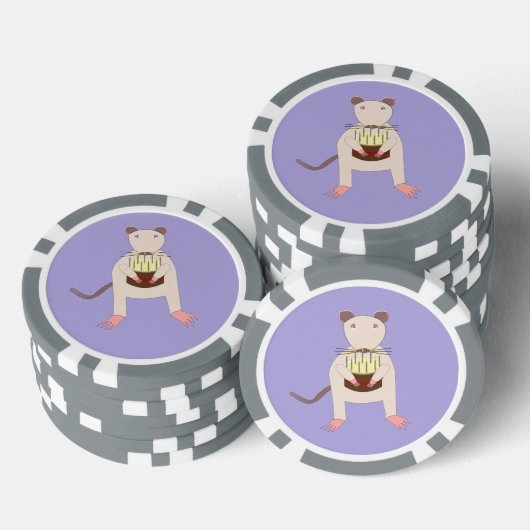 Siamese Rat mit Birthday Cake Pokerchips (Stapel)