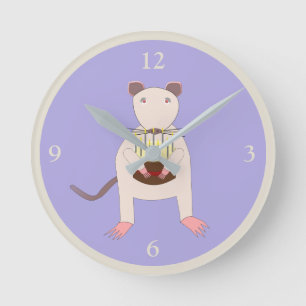 Siamese Rat mit Birthday Cake Runde Wanduhr
