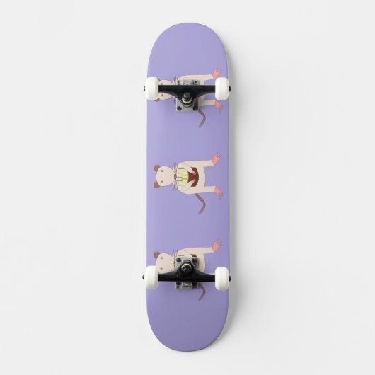 Siamese Rat mit Birthday Cake Skateboard (Vorderseite)