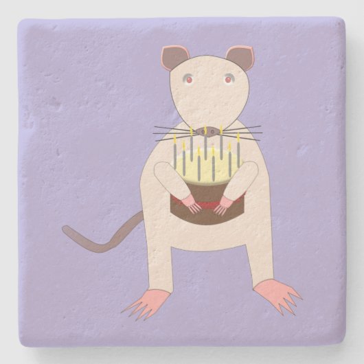 Siamese Rat mit Birthday Cake Steinuntersetzer (Vorderseite)