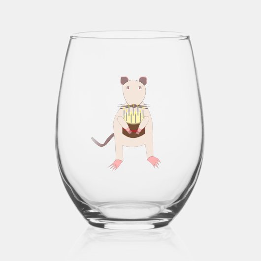 Siamese Rat mit Birthday Cake Weinglas Ohne Stiel (Vorderseite)