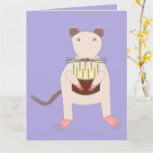 Siamese Rat mit Geburtsdatum Cake Custom Card Karte (Gelbe Blume)