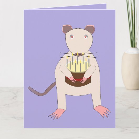 Siamese Rat mit Geburtsdatum Cake Custom Card Karte (Vorderseite)