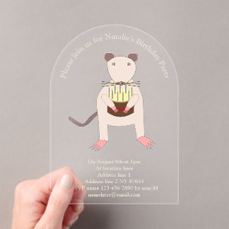 Siamese Rat mit Geburtstagskuchen Custom Acryleinladungen