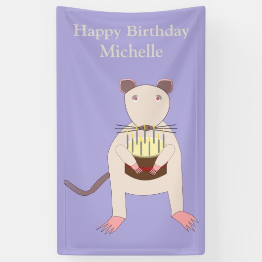 Siamese Rat mit Geburtstagskuchen Custom Banner (Vertikal)