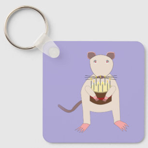 Siamese Rat mit Geburtstagskuchen Custom Schlüsselanhänger