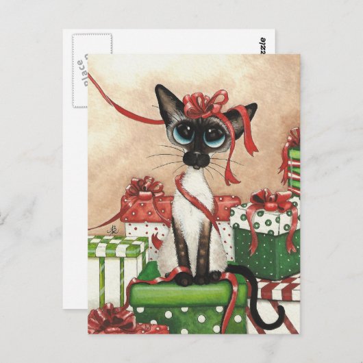 Siamese Red Ribbon Postkarte (Vorne/Hinten)