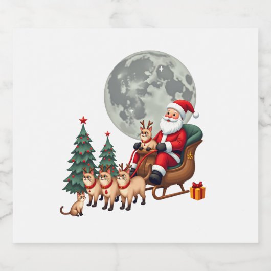 Siamese Reindeer Christmas Siamese Cat Lover Gifts Schaumweinetikett (Einzelnes Label)