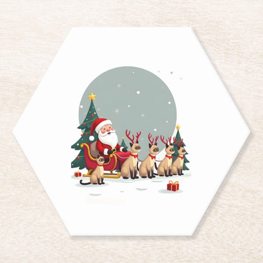 Siamese Reindeer Christmas Siamese Cat Lover Gifts Untersetzer (Vorderseite)