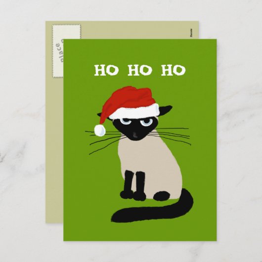 Siamese Santa Clause - Funny Kitty Cat Weihnachten (Vorne/Hinten)