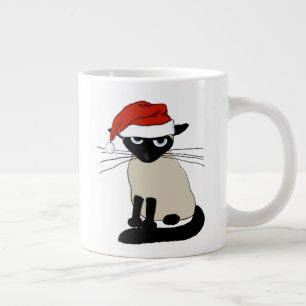 Siamese Santa   Funny Christmas Holiday Kitty Cat Jumbo-Tasse