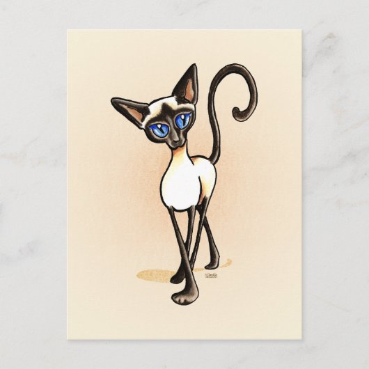 Siamese Seal Point Crosswalk Off-Leash Art™ Postkarte (Vorderseite)