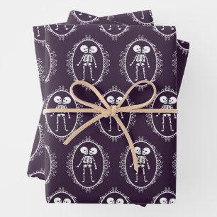 Siamese Twins Skeleton Wrapping Paper Sheets Geschenkpapier Set