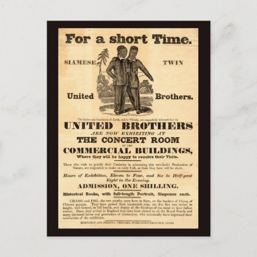 Siamese Twins Vintage Ad Postkarte (Vorderseite)