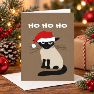 Siamese Weihnachtsmann - Lustige Kitty-Katze Weihn Feiertagskarte