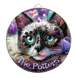 Siamese White Kitty Cat Crocus Floral Personalisie Dartscheibe