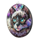 Siamese White Kitty Cat Crocus Floral Personalisie Dartscheibe (Vorderseite rechts)