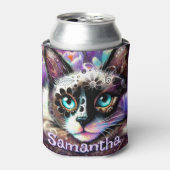 Siamese White Kitty Cat Crocus Floral Personalisie Dosenkühler (Kanne Vorderseite)