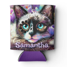 Siamese White Kitty Cat Crocus Floral Personalisie