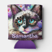 Siamese White Kitty Cat Crocus Floral Personalisie Dosenkühler (Rückseite)