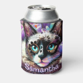 Siamese White Kitty Cat Crocus Floral Personalisie Dosenkühler (Kanne Rückseite)