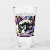 Siamese White Kitty Cat Crocus Floral Personalisie Glas (Rückseite)