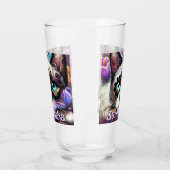 Siamese White Kitty Cat Crocus Floral Personalisie Glas (Links)