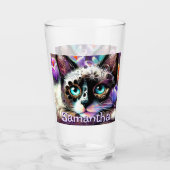 Siamese White Kitty Cat Crocus Floral Personalisie Glas (Vorderseite)
