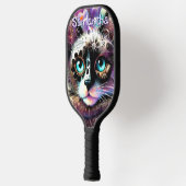 Siamese White Kitty Cat Crocus Floral Personalisie Pickleball Schläger (Links)