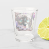 Siamese White Kitty Cat Crocus Floral Personalisie Schnapsglas (Rückseite)