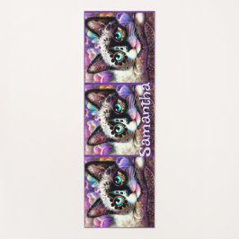 Siamese White Kitty Cat Crocus Floral Personalisie Yogamatte