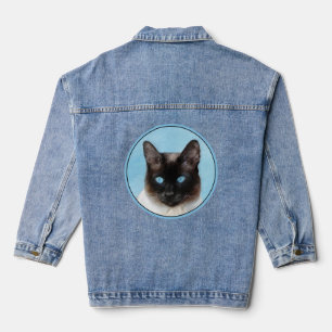 Siamesen-Katze Malerei Original Tier Kunst Jeansjacke