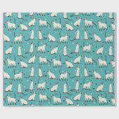 Siamesen Katzen und Paws Aquamarin Blue Geschenkpapier (Flach)