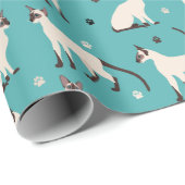 Siamesen Katzen und Paws Aquamarin Blue Geschenkpapier (Rolleneckpunkt)