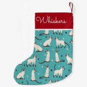 Siamesen Katzen und Paws Aquamarin Blue Kleiner Weihnachtsstrumpf (Rückseite)
