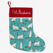 Siamesen Katzen und Paws Aquamarin Blue Kleiner Weihnachtsstrumpf (Vorderseite)