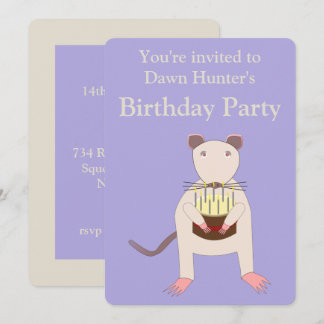 Siameser Rat mit dem Party Birthday Cake Custom Einladung