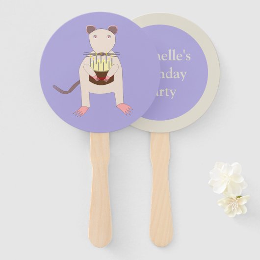 Siameser Rat mit dem Party Birthday Cake Custom Fächer (Vorne und Hinten)