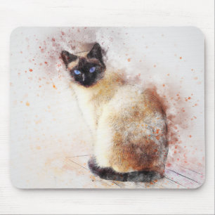 siamesisch   ABSTRAKT   Wasserfarbe Mousepad