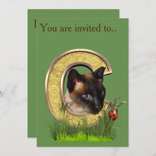 Siamesisch-Hauptstadt-Monogramm-Buchstaben C Einladung (Vorne/Hinten)